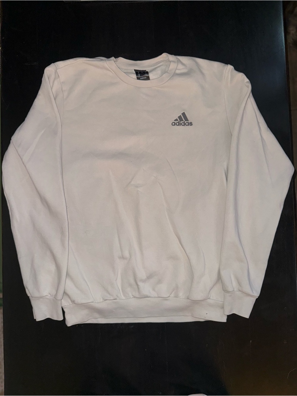 adidas White Crewneck Sweatshirt with Small Logo